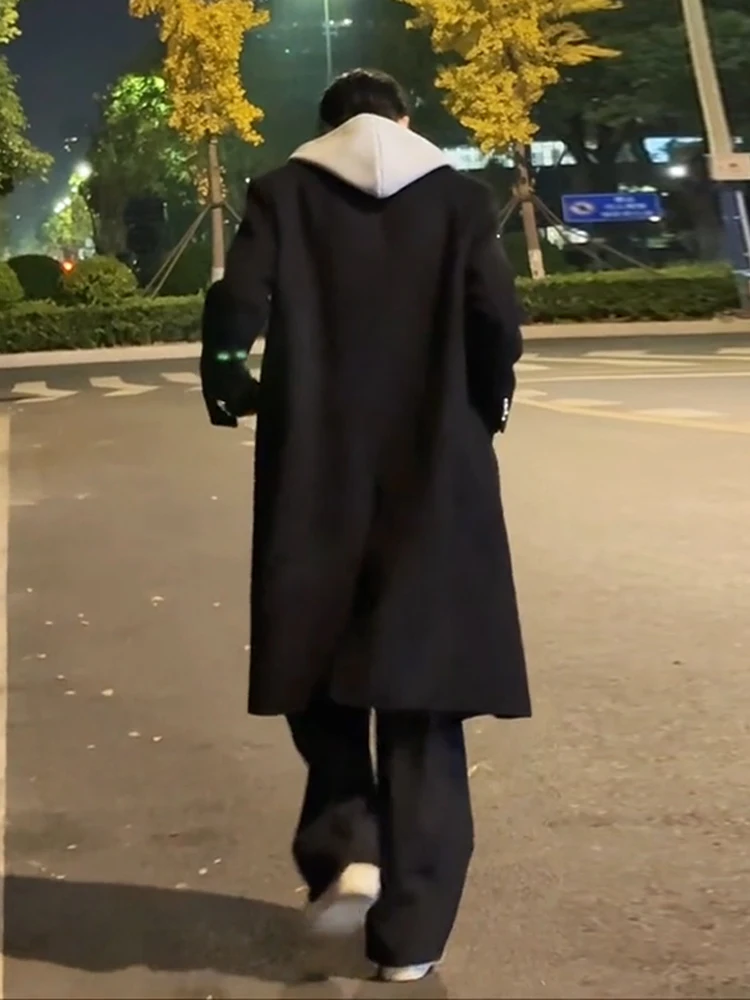 

Thiened хлопковое шерстяное пальто мужское зимнее длинное пальто корейский Sle высококачественный плащ длиной до колена молодежный модный тренд