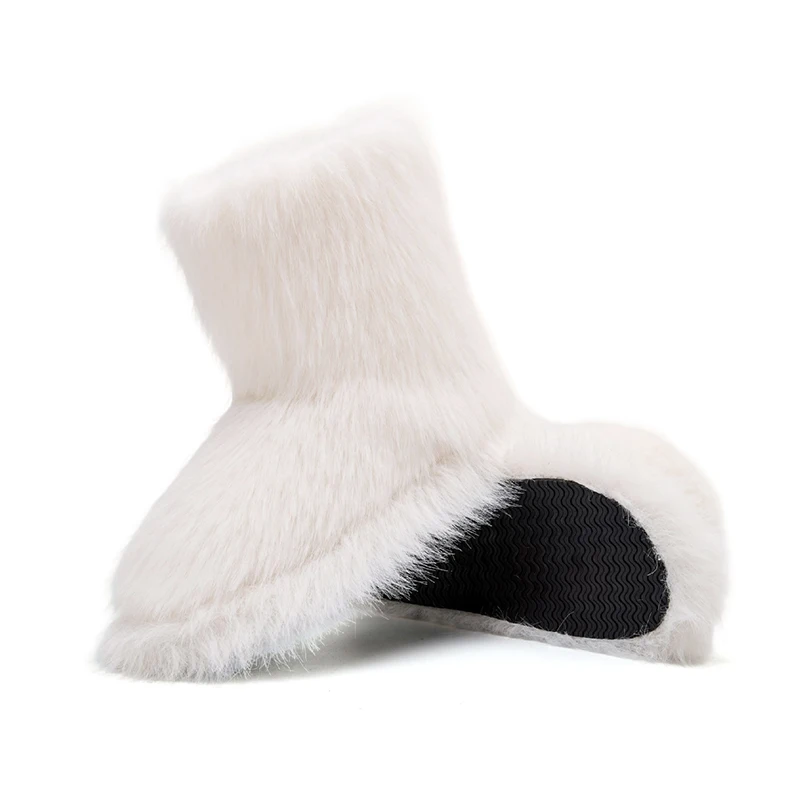 Winter Flauschige Stiefeletten Weibliche Casual Plattform frauen Schuhe Plüsch Luxus Designer Indoor Outdoor Fuzzy Pelz Schnee Booties Trend – Detail 12