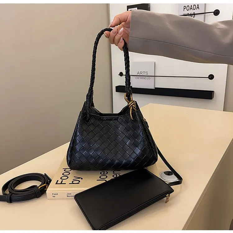 Borsa a tracolla in tessuto alla moda per donna 2025 con tracolla regolabile, borsa a tracolla testurizzata in morbida ecopelle, zaino casual alla moda