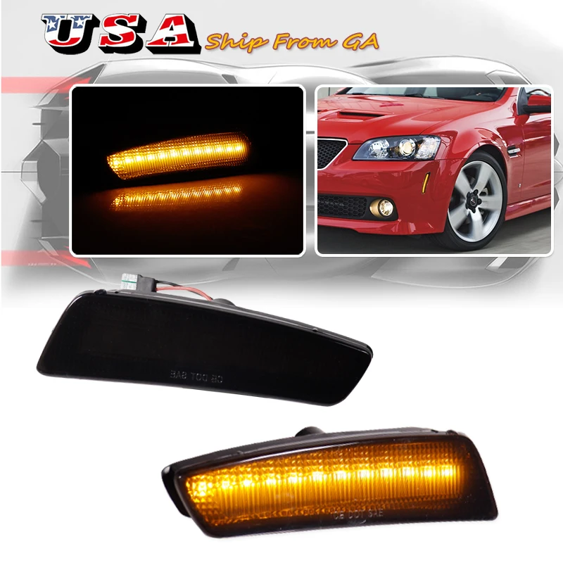 

2PCS Smoke Front Side Marker Indicator White LED Lights For 2008-2009 Pontiac G8 /Driving/Position Lights