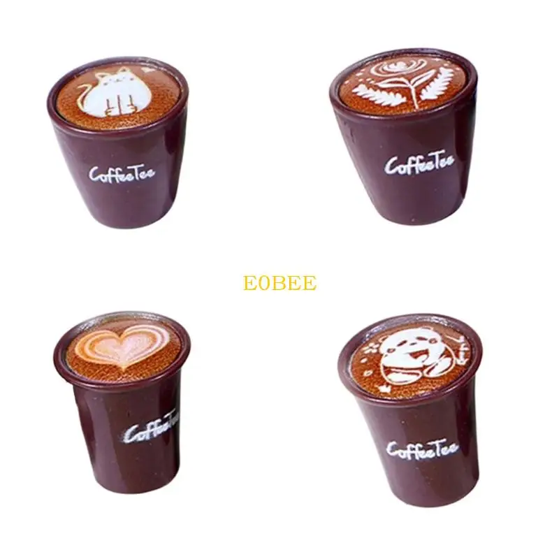 

E0BE Realistic Latte Art Coffee Cup Model Resin Craft Miniature For Display