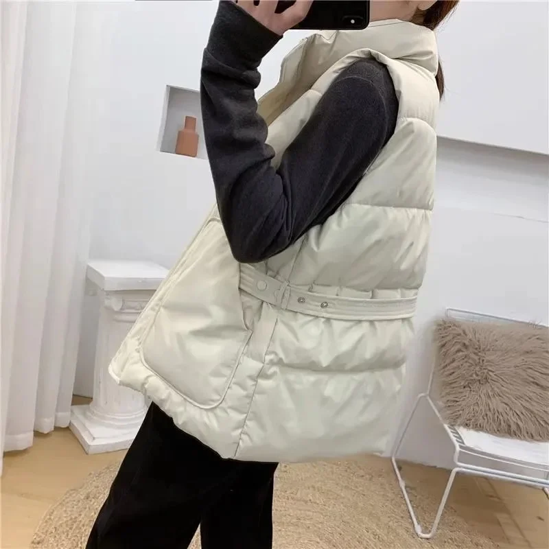 Down Cotton Vest Women 2024 New Korean Autumn Winter New Loose Fitting Outer Jacket Female Warm Vest Camisole Jacket Cardigan