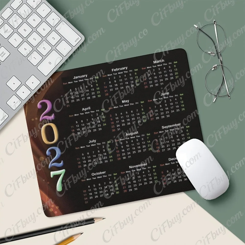 CIFbuy Mouse Pad Smooth Gaming Surface Fast Tracking Anti Slip Rubber Base Durable Desk Mat for PC Office Gamer 2027 Calendar