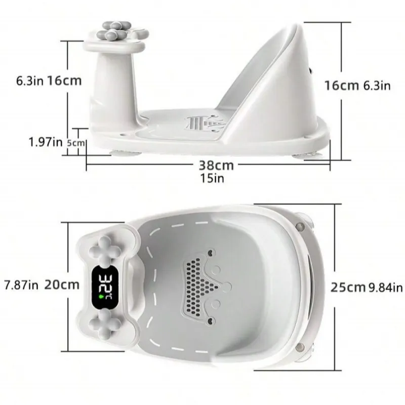 Digital temperature-sensing children's bath chair, baby bath, newborn baby bath tub seat, sitting and lying anti-slip bath stool
