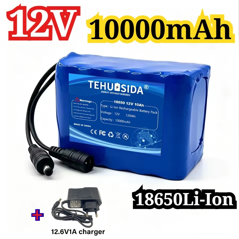 12V10000mAh 18650-3S5P Li-ion Rechargeable Battery Pack with Built-in BMS Can Be Used for 12V DIY Devices