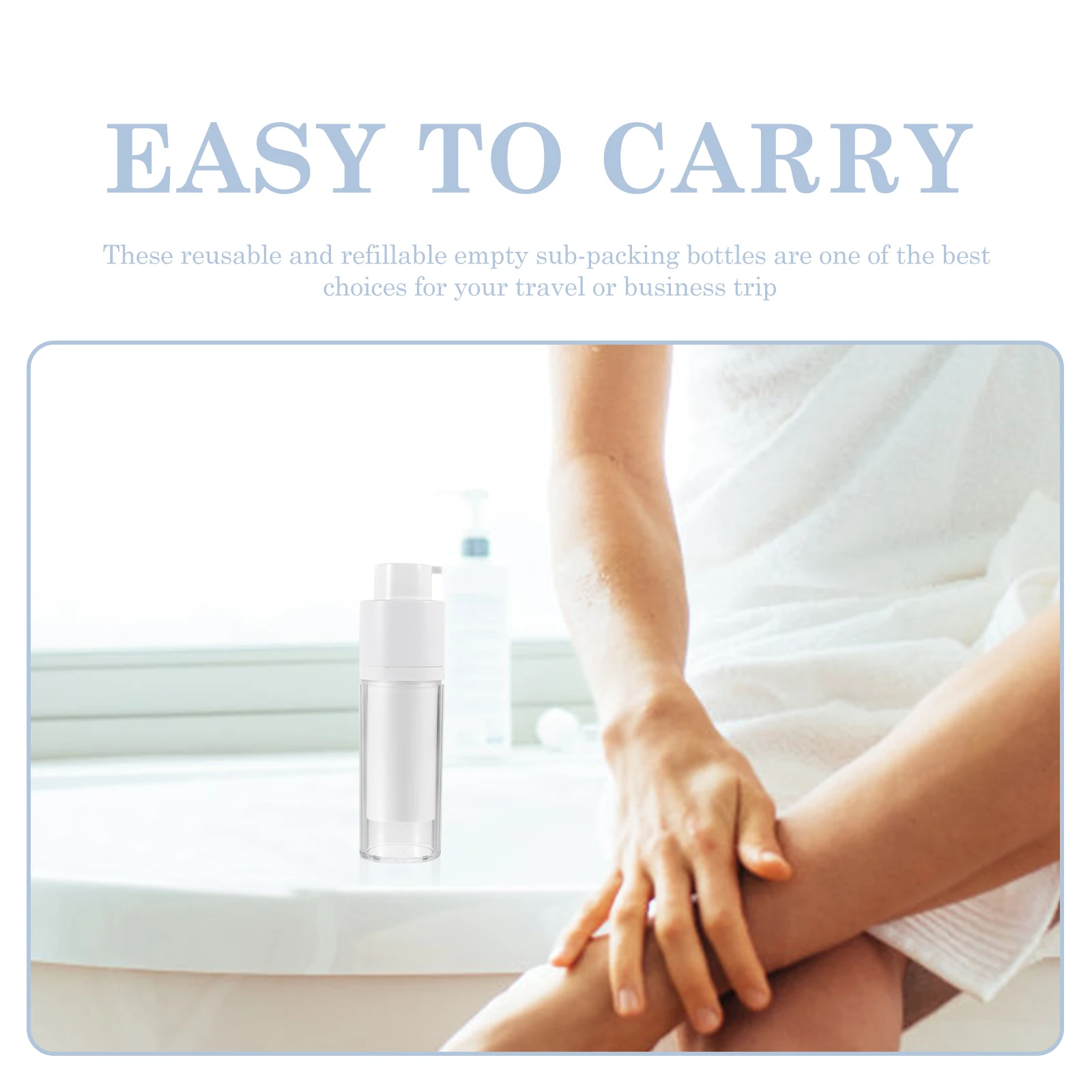 

2Pcs Vacuum Sub Bottles Portable Lotion Press-Type Travel Bottles Refillable Leakproof Plastic Storage Containers