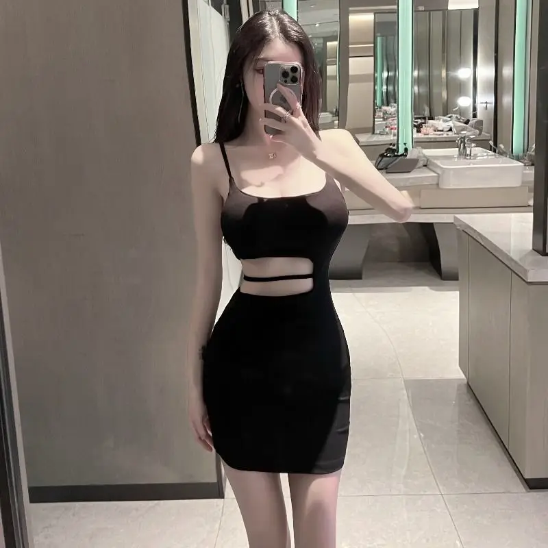 Sexy trendiger, tief ausgeschnittener Brustgurt Dr. Hollow Out Waist Design, figurbetonter Rock oder Silhouette-Polyester-Material