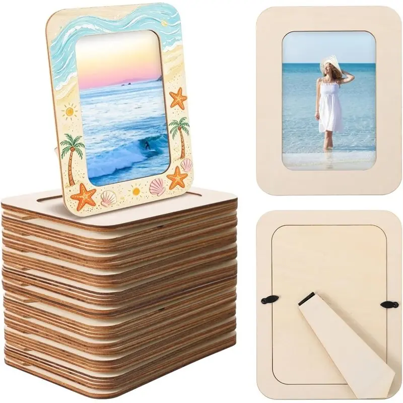 AWAH For Crafts Wooden Picture Frames 30 Pcs DIY For 4X6 Photo Wood Frame Bulk For Art Birthday Wedding Home Decorations