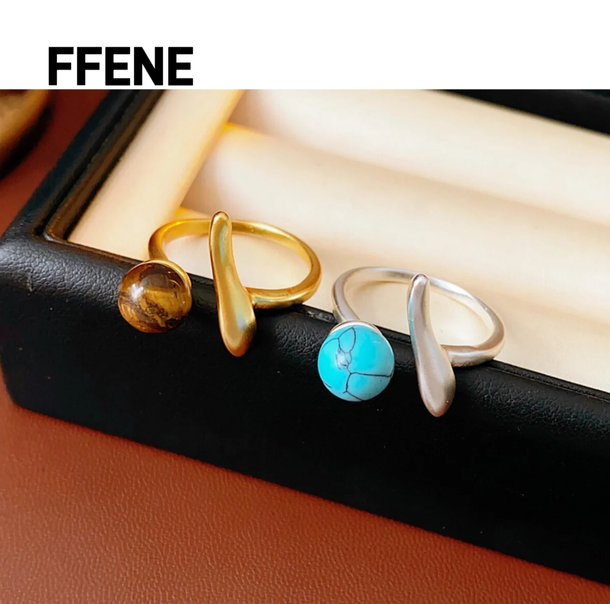 

Hot sale vintage round inlaid open ring ethnic style fashion high-end sense index finger ring simple and versatile accessory