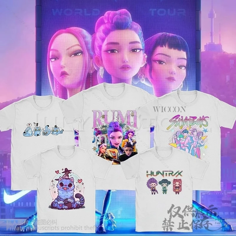 

KPop Demon Cosplay Anime Movie Kawaii Cartoon Tshirt Fanart Summer Print Breathable Cotton Cute Jirai Kei Girls Halloween 코스프레