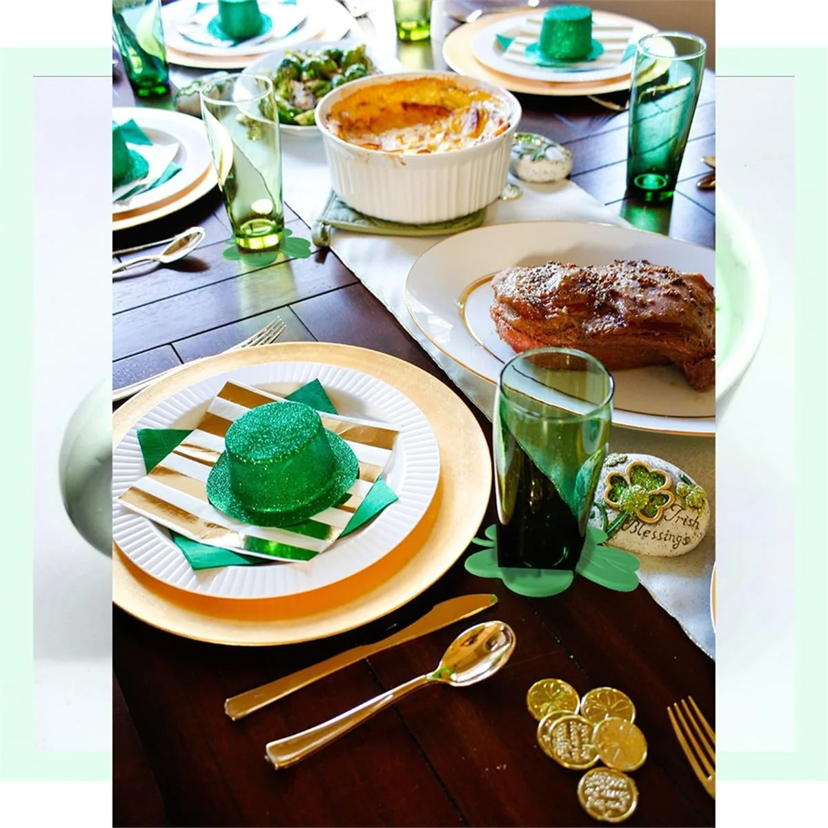 St. Patrick'S Day Drink Coasters Shamrock Irish Green Absorbent Cup Coaster Tabletop for Home Office Party Tablewares HOT