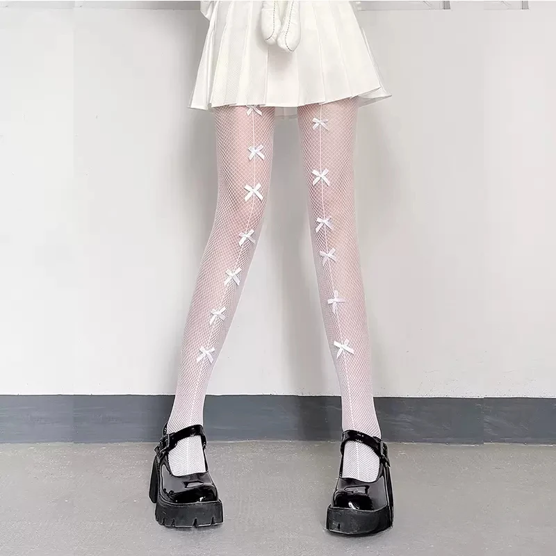 

Lingerie Sexy Lace Mesh Fishnet Thigh High Stockings Women Cute Bow Sweet Girls Kawaii Pantyhose summer cosplay lolita Tights