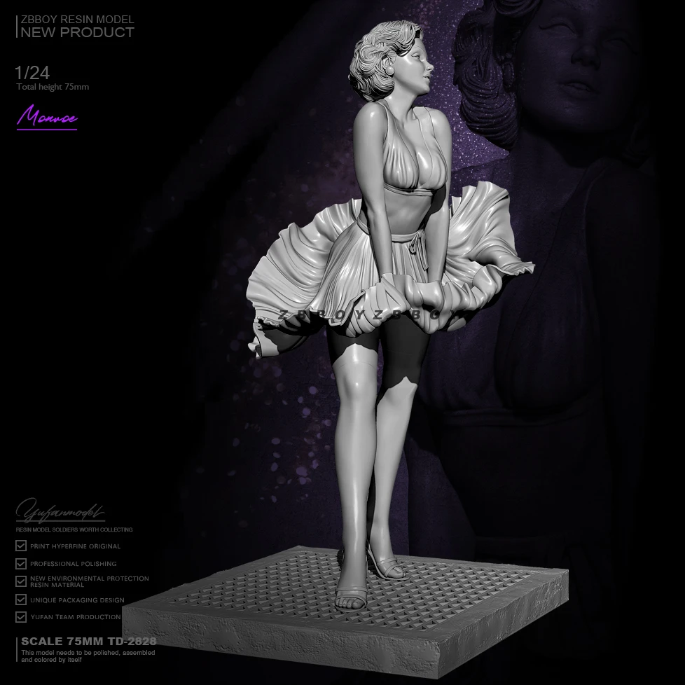 Kits de modèles en résine 75mm 1/24, figurine beauté incolore et auto-assemblée TD-2828
