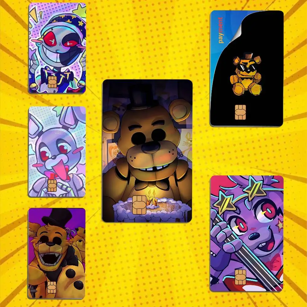 halloween Bonnie FNAF Glamrock Freddy Laser shimmer Name Sticker Decorate Bank Card Couple Student Study Supplies Decals Patch