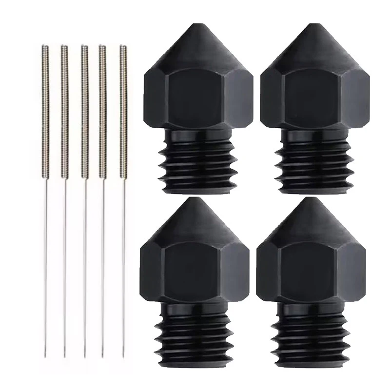 

4PCS High Speed Printing Hardened Steel Nozzle 5PCS Cleaning Needle For MK8 3D Printer Accessories