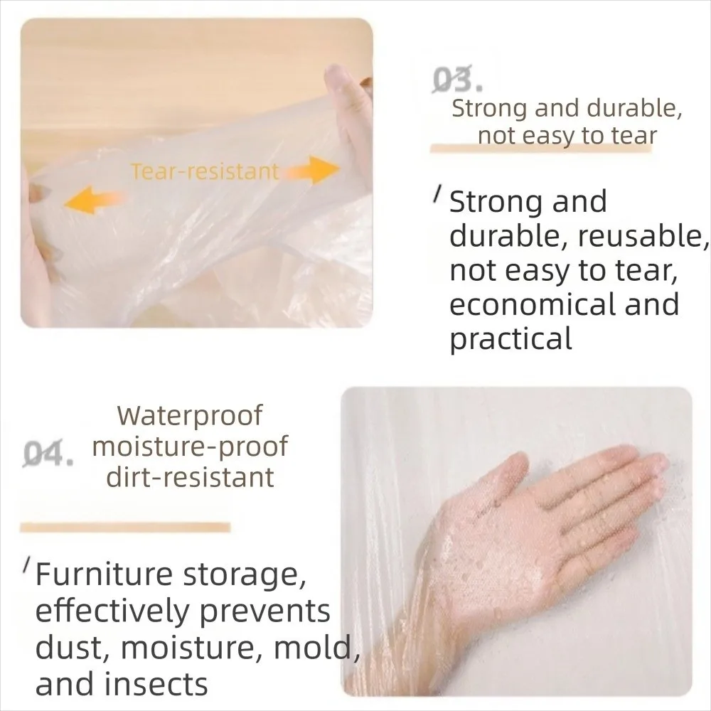 Transparent PE Disposable Dust Covers Transparent Waterproof Furniture Protection Cover Thick Plastic Disposable