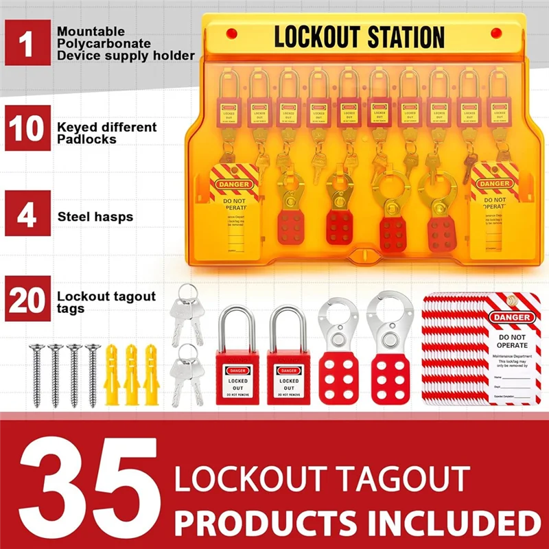 【Получшенные предложения】Наборы Lockkout Tagout, станция Lockout Tagout с устройствами Loto для промышленного, электропитания, машины, простая установка