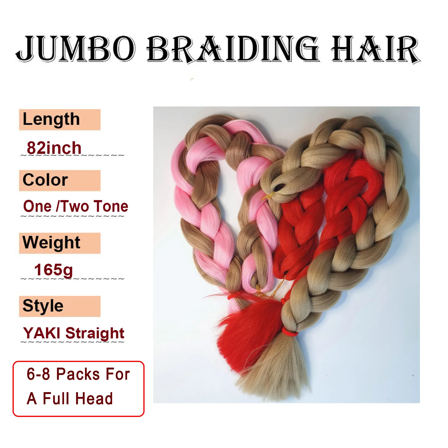 Jumbo Braiding Hair Extension  Crochet Braids Hair 165g/pc Xpression Pure Color Synthetic Crochet Braids Hair Extension