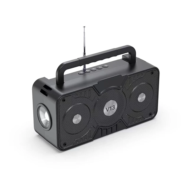 Outdoor Bluetooth Solar Speaker Wireless Stereo Speaker with Flashlight Powerful Subwoofer Music Speaker FM