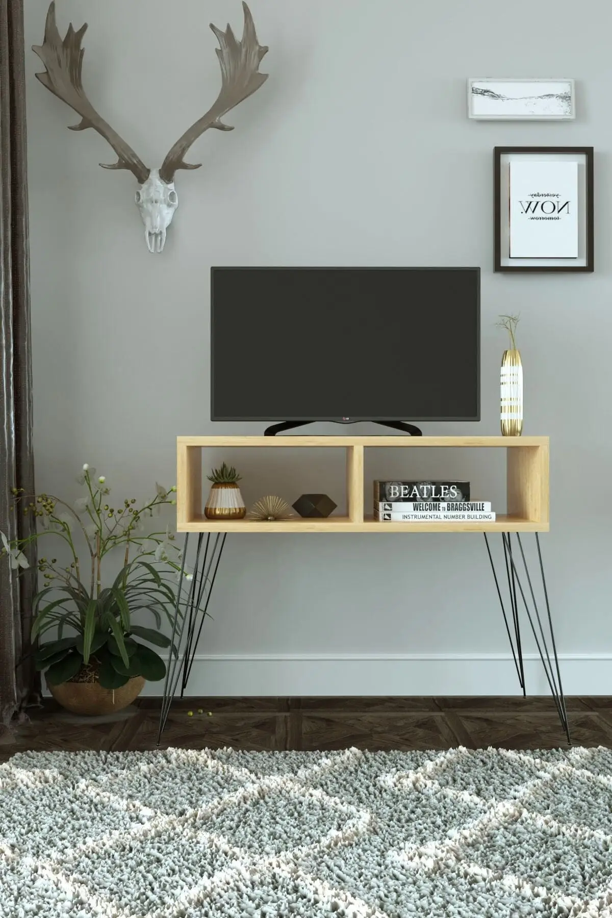 Metal Floor Standing Dresser-Oak tv unite