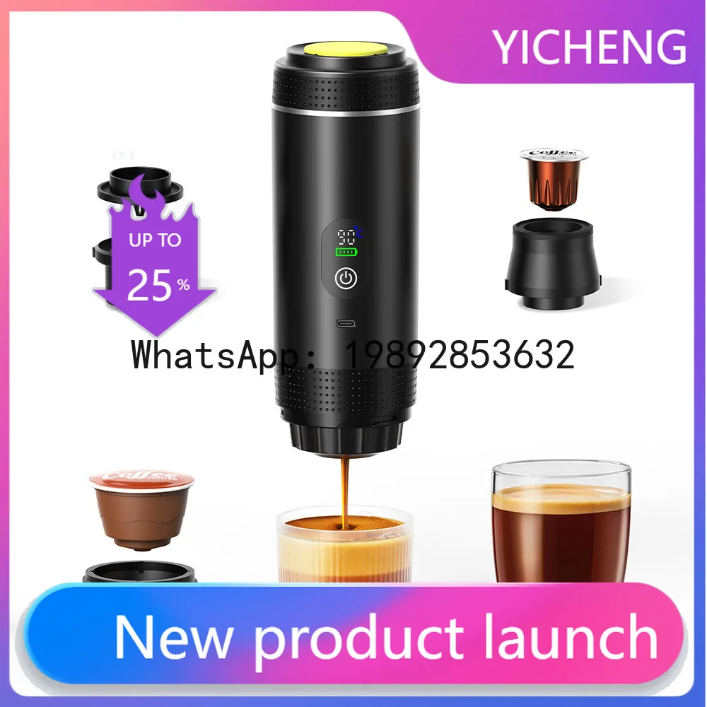 

Portable Capsule Coffee Machine Small Home Automatic Heating Camping Outdoor Digital Display Outdoor Travel