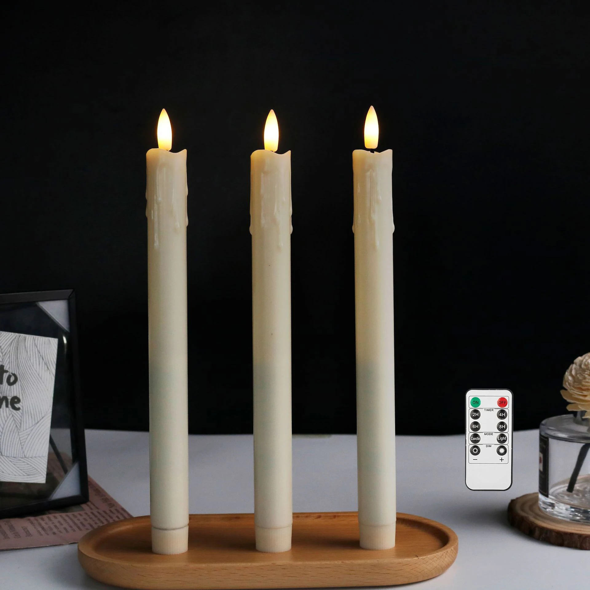 

3 шт. светодиодные ленты и дистанционный таймер на батарейках 19-25,5 см подсвечник восковой желтый 3D фитиль оконная лампа DIY осветительные декоры