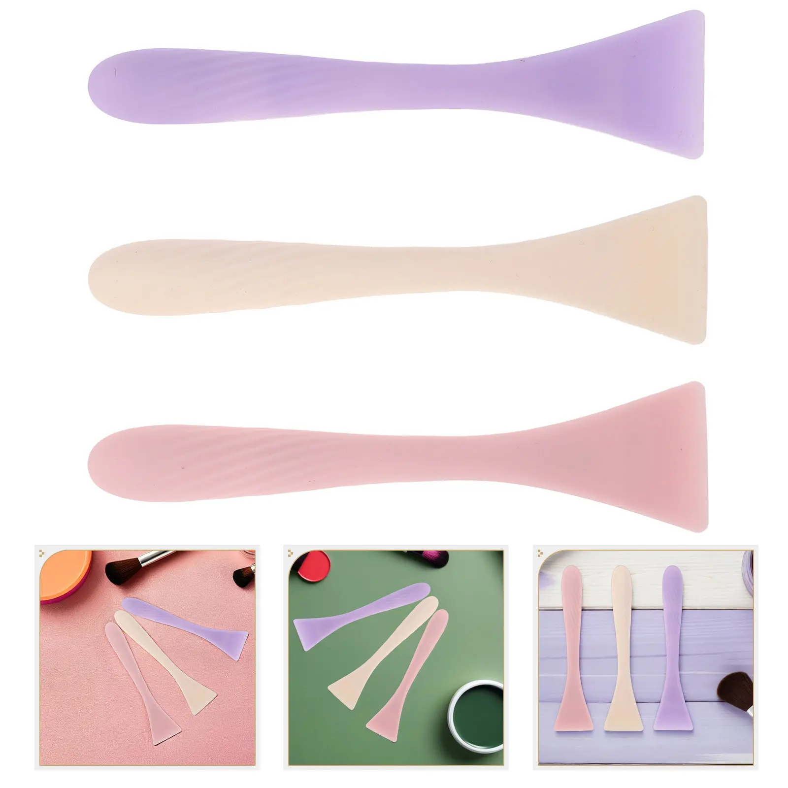 3Pcs Silicone Face Mask Brush Set Facial Mud Mask Applicator Soft Spatula for Smooth Application and Sensitive Skin Care