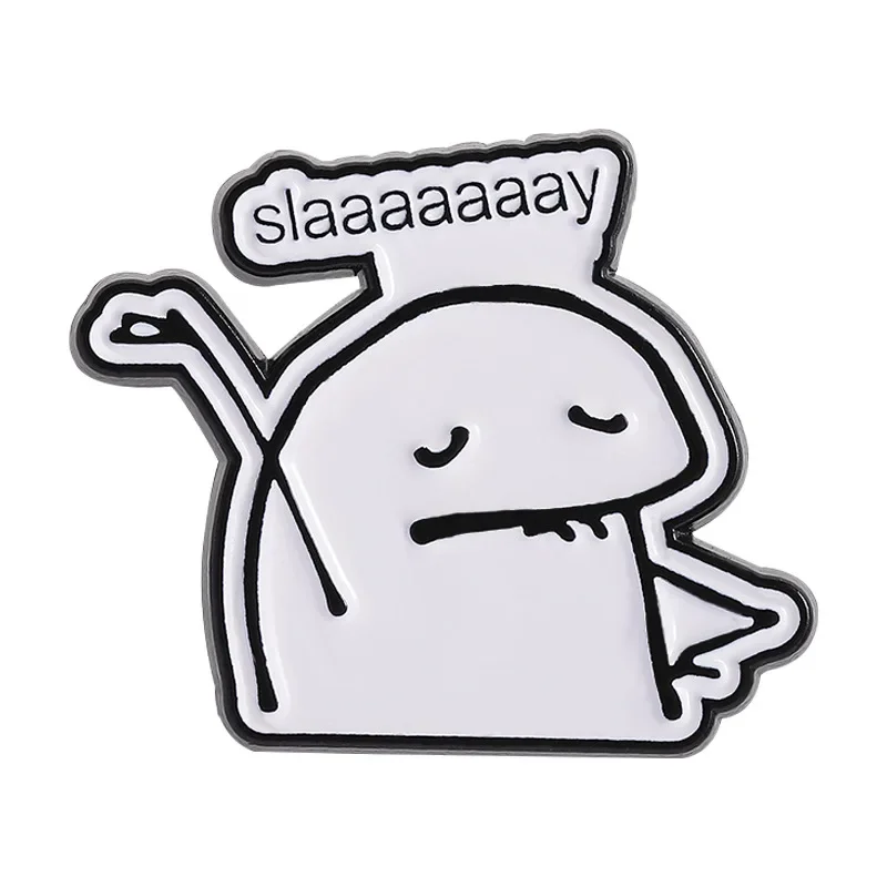 Pines Cartoon Letter Brooch Slaaaaaaay Personalized Cute Little Character Design Logo Decoration Metal Badge Pins for Backpacks