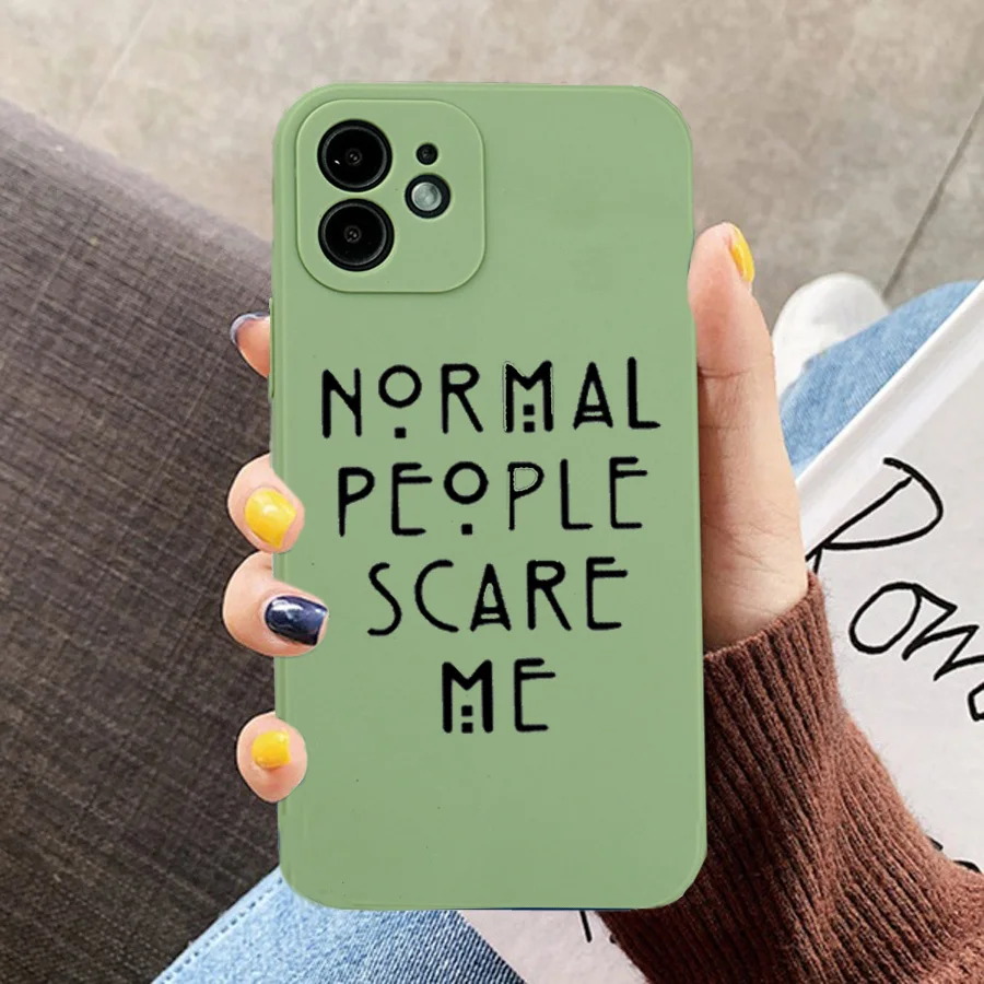 Jamular Normal People Scare Me for Iphone 11 12 13 14 Pro Max X XS XR 6 8 7 Plus SE 11Pro 12ProMax Case Soft Silicone Back Cover