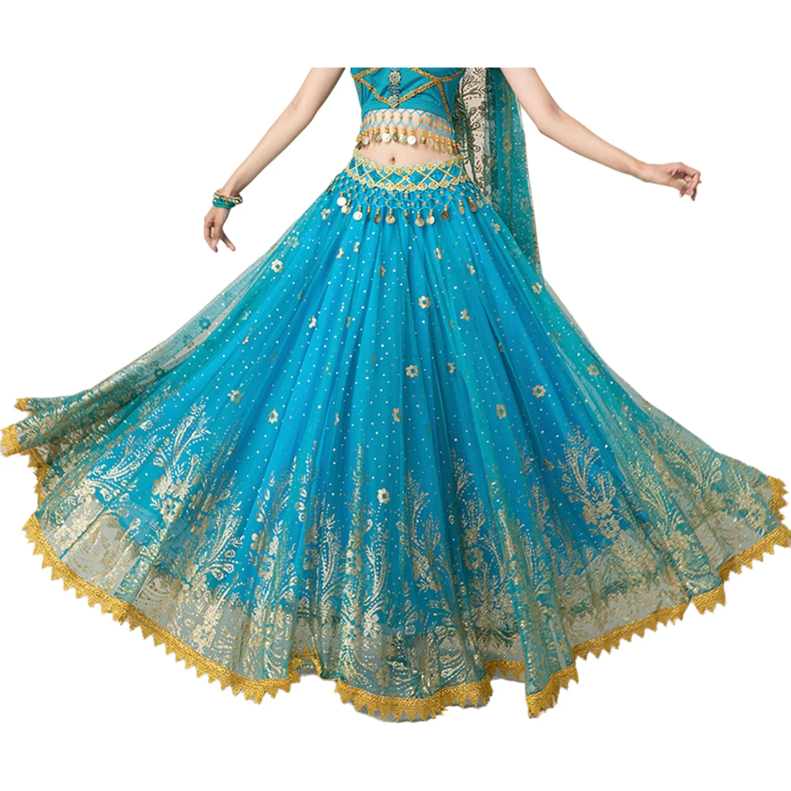 

Women Indian Bollywoods Dance Long Dress Belly Dance Large Swing Skirt Ladies Sexy Arabic Halloween Performance Dance Costumes