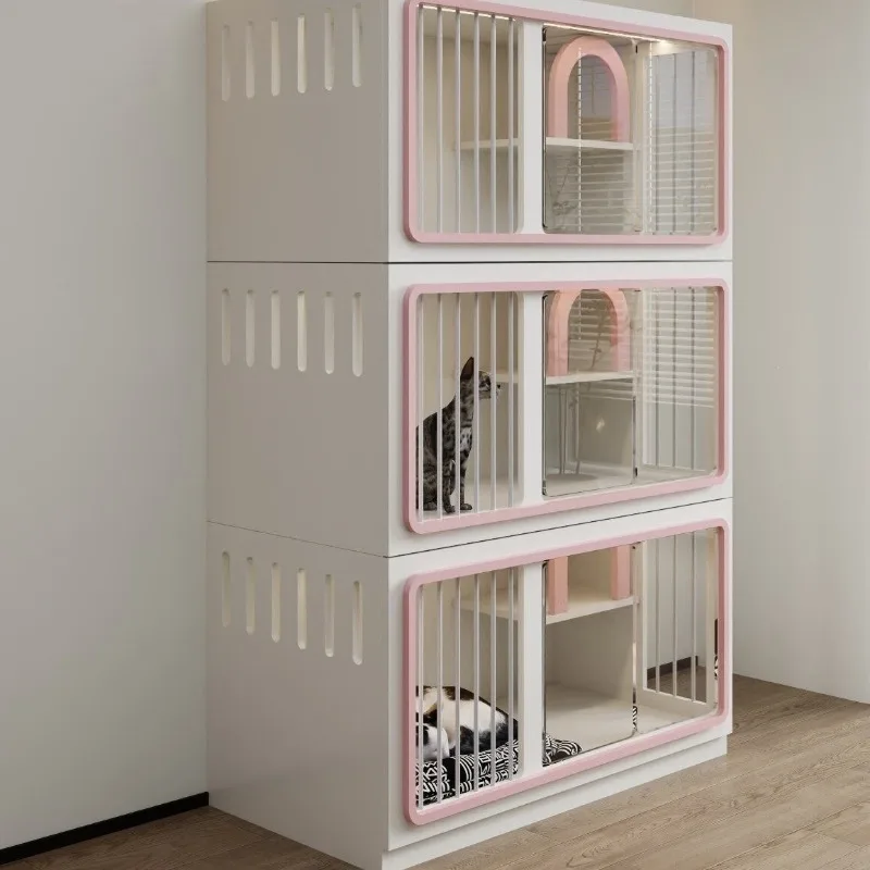 Cat cage Household breeding cage, solid wood cage Free space Indoor three-layer cat cabinet pet store