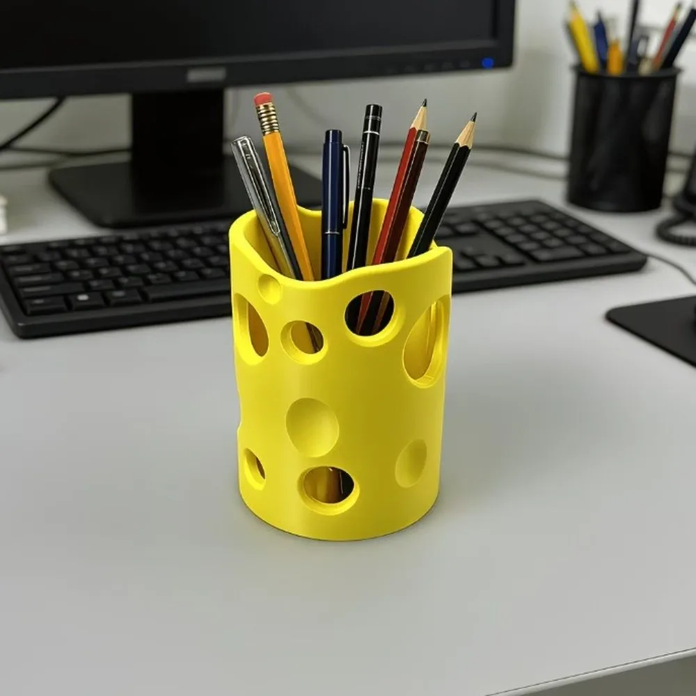 3D Printed Creative Ninja Pen Holder Desktop Storage Creative Design Cheese Pen Cup Makeup Brush Storage Pencil Storage