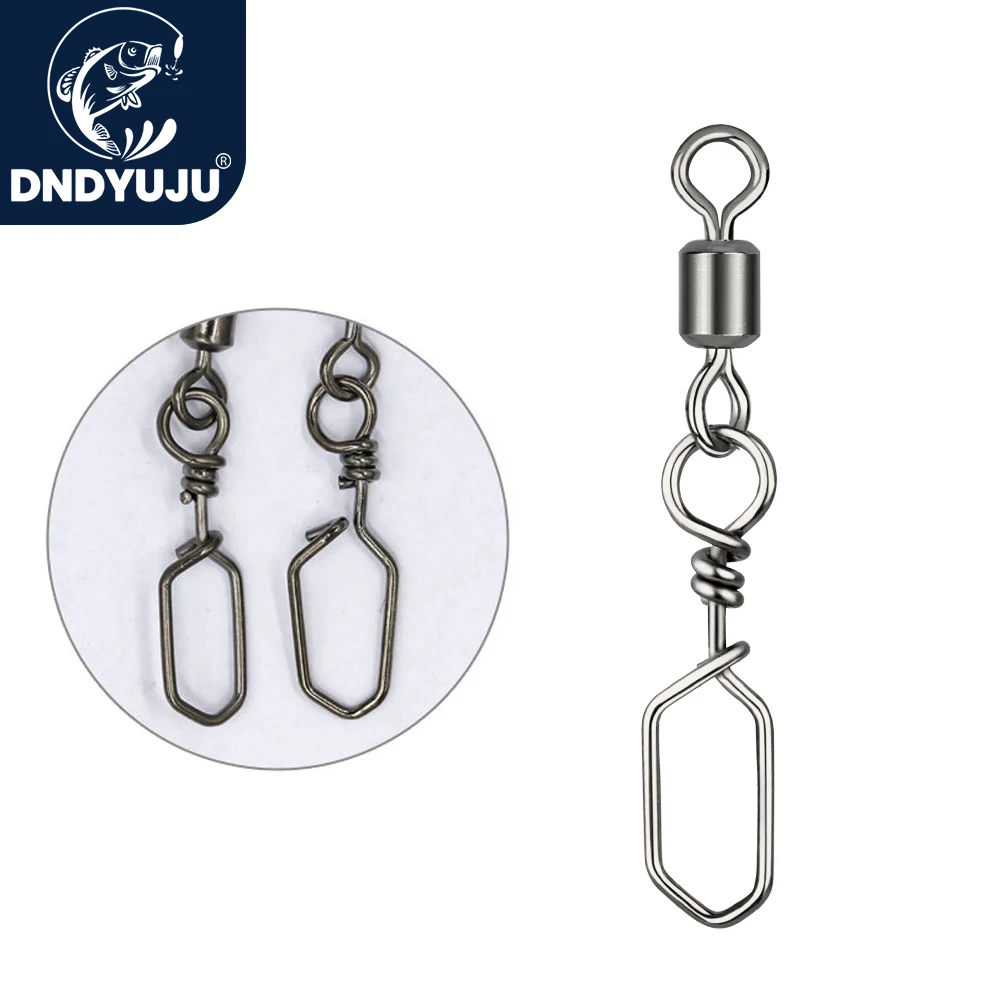 DNDYUJU Fishing Swivel Stainless Steel Rings With Square Snaps Coastlock Clips Fishooks Lures for Fishing Accessories