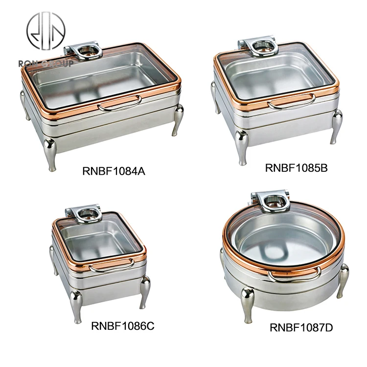 Restaurant Buffet Set Food Warmer Stainless Steel 304 Chafing Dish With Transparent Glass Lid Catering Chafer Food Warmer