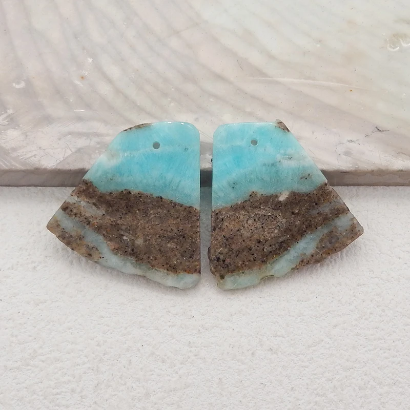 

Semiprecious Fashion Jewelry Nugget Natural Stone Hemimorphite Handmade Earrings Accessories For Woman 26x25x3mm 5.7g