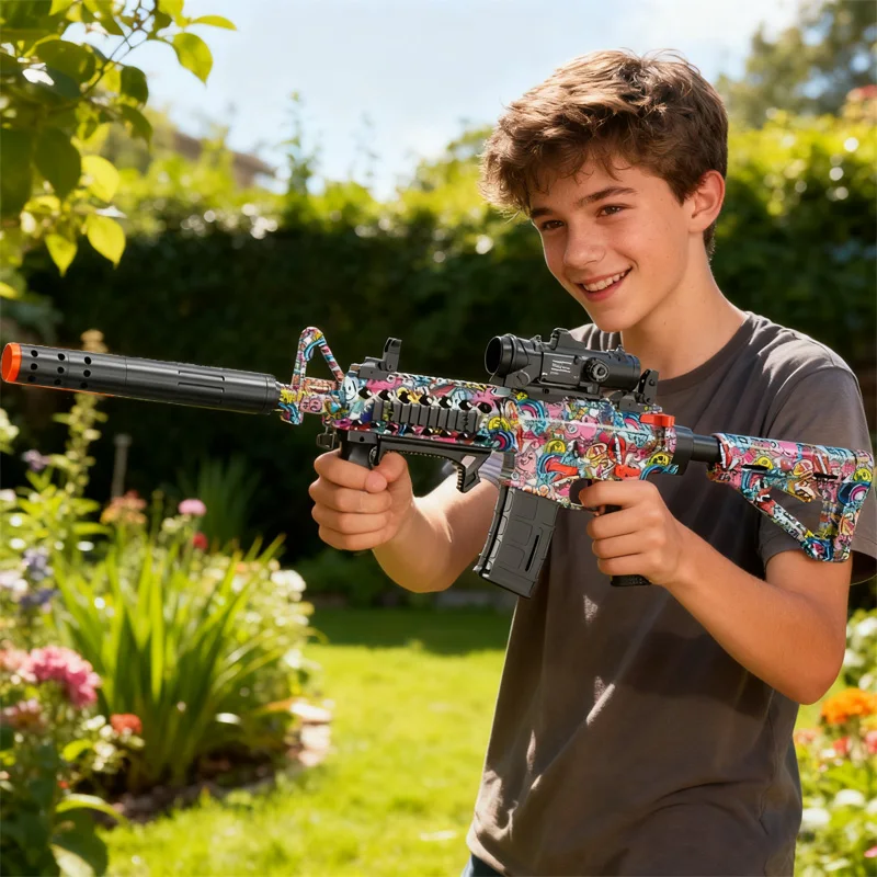 M4 電動ガンおもちゃ 自動発射 屋外射撃スポーツ 弾丸発射 水鉄砲おもちゃ 親子で遊べるギフト