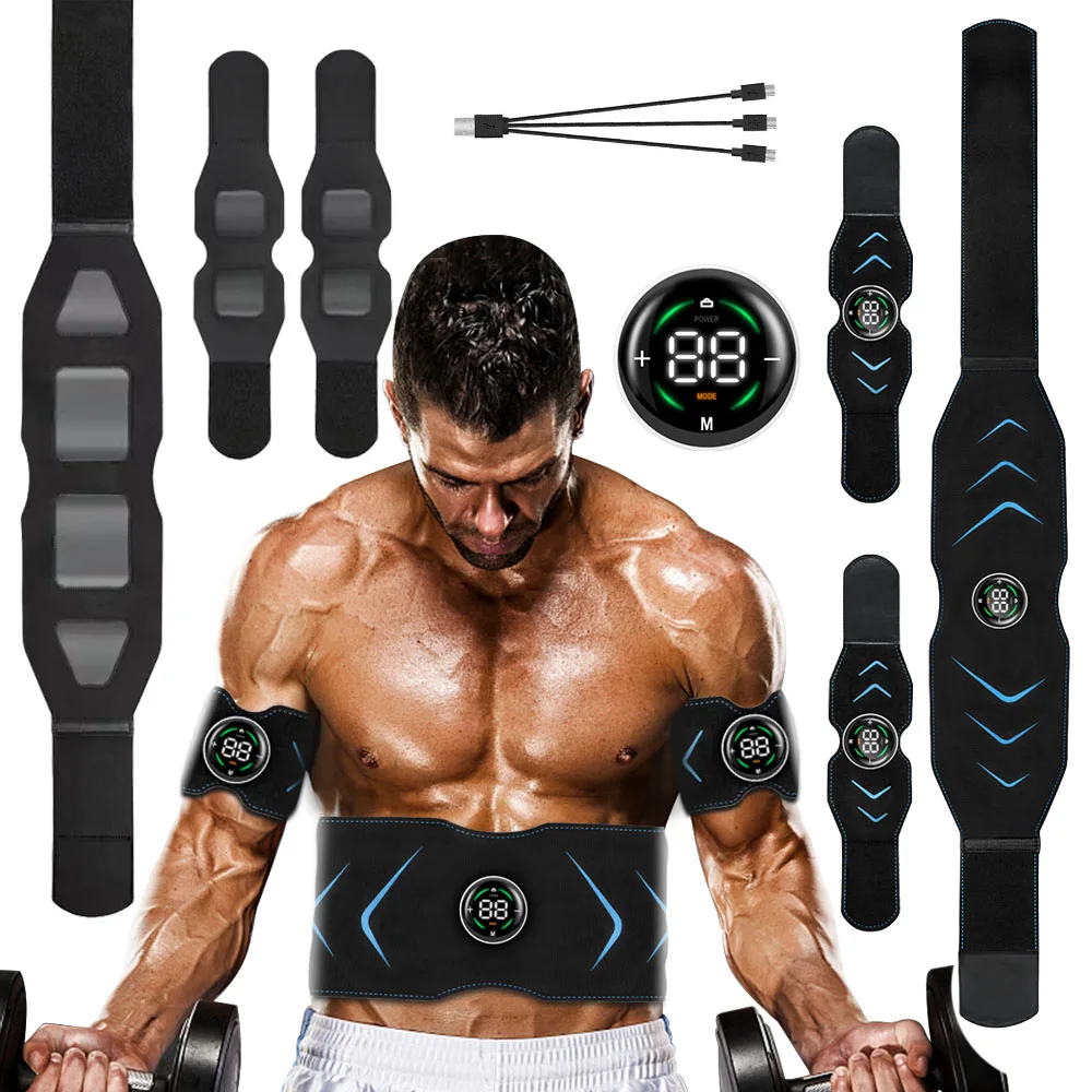 

Abs Trainer EMS Muscle Stimulator Electric Abdominal Toning Belt USB Recharge Body Shaping Belly Weight Loss Home Gym Fitness