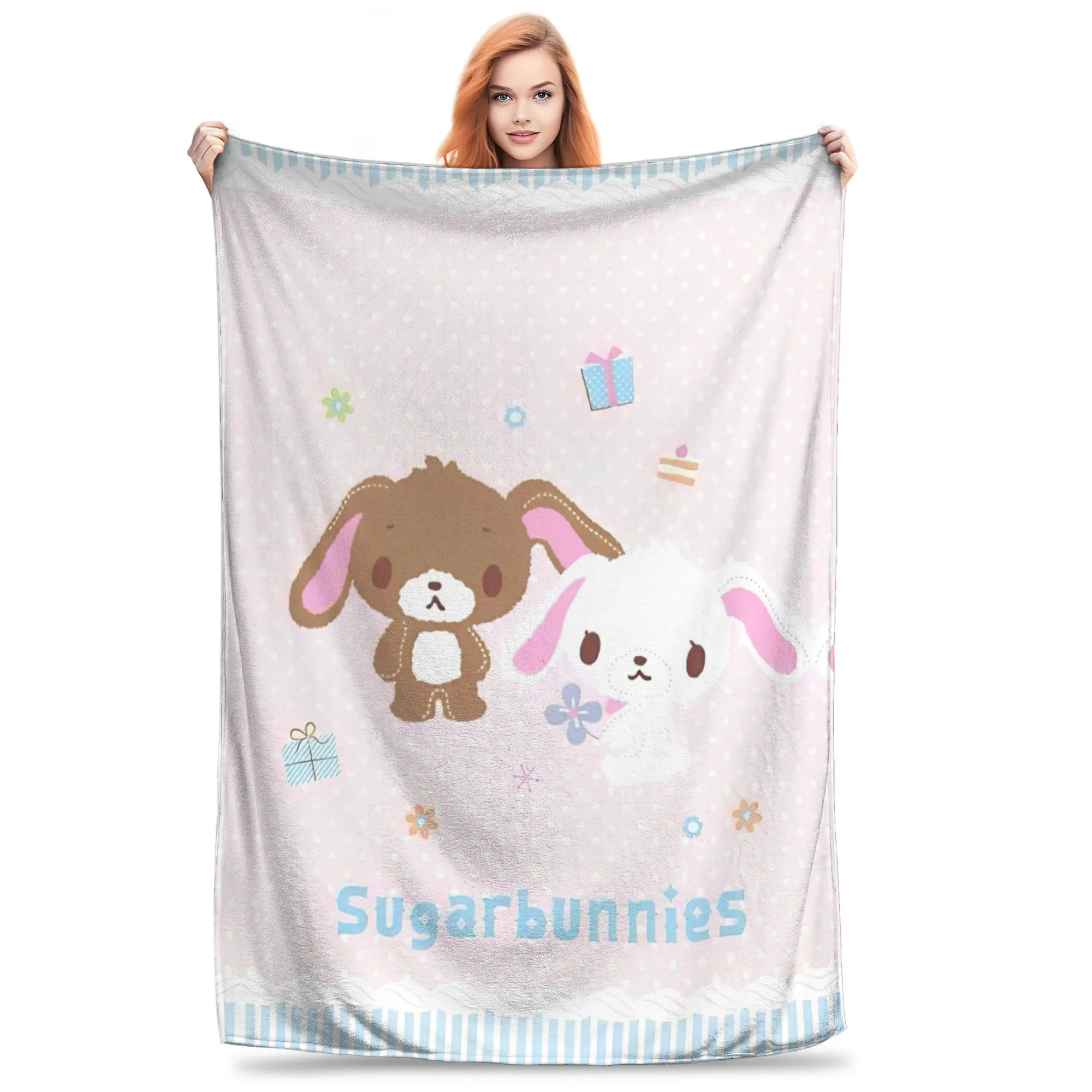 

Cartoon Sugarbunnies Blankets Fleece Textile Decor Sugar Rabbit Multi-function Super Warm Throw Blankets for Bedding Bedspread