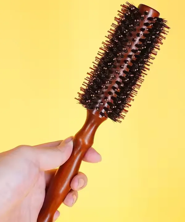Cepillo de pelo redondo de nailon con mango de madera para peluquería, peine profesional antiestático para peluquero, herramienta de estilismo para hombres y mujeres