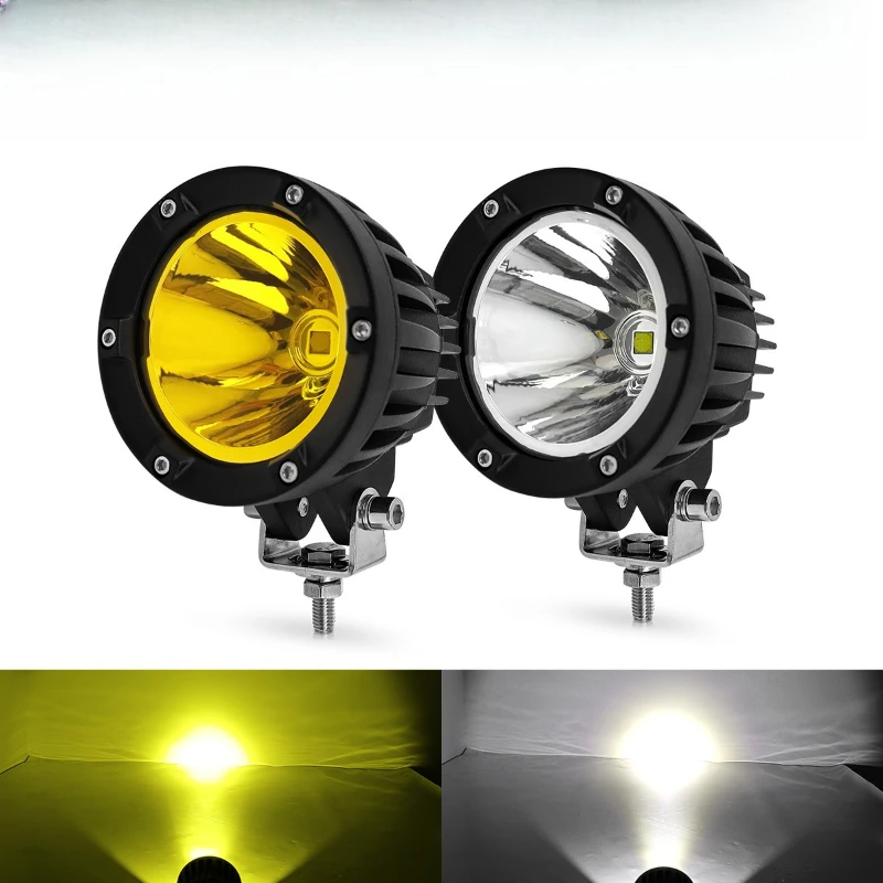 

High power super bright 12V 24V yellow and white 4 inch round car motorcycle auxiliary spotlight 45W