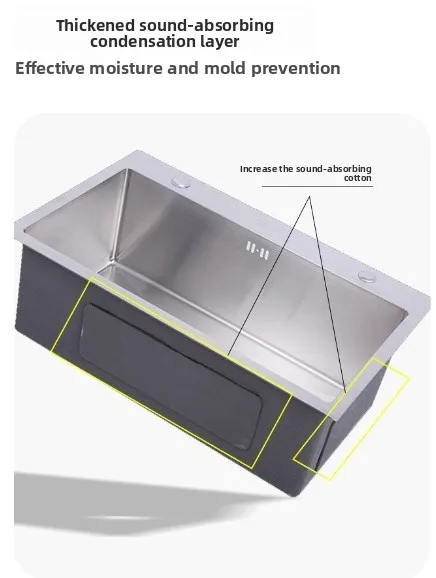 Picture 5: Embedded Welded SUS304 Stainless Steel Thick Single Bowl Sink Home Kitchen Hotel Project Washing Basin