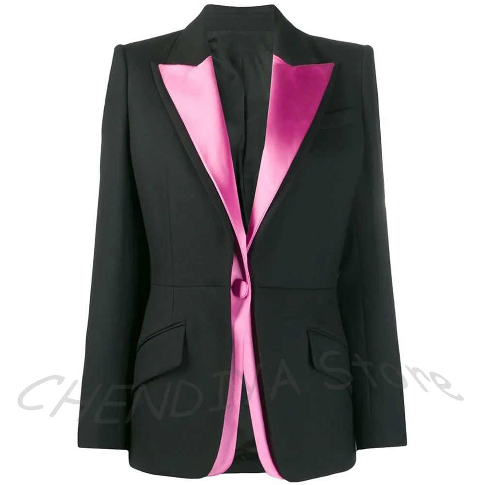 Tailor-Made Peaked Lapel Women's Suit Two Pieces Unique Single Button Slim Outfit Two Pieces Office Lady Fashion Clothes Set