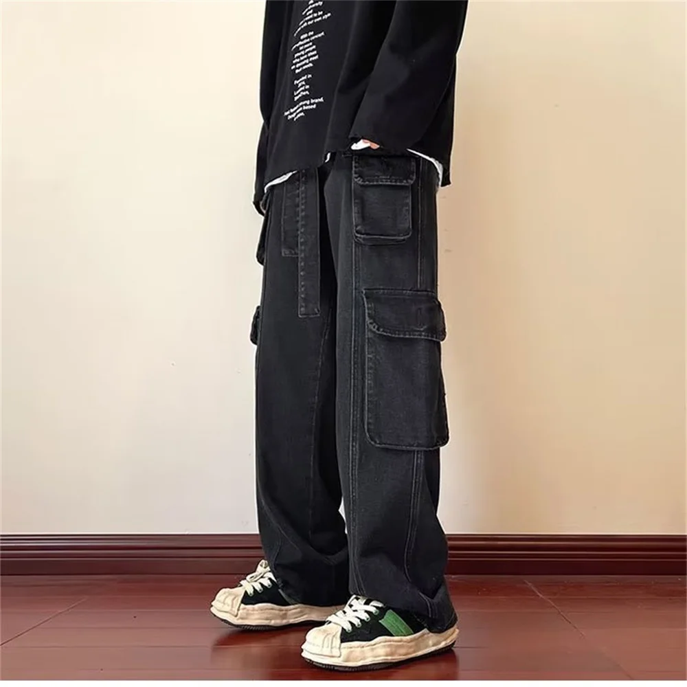 2023 Spring Autumn Trousers y2k baggy jeans for men Wide leg Pants Pockets Elastic Waist Streetwear Loose comfortable Pants