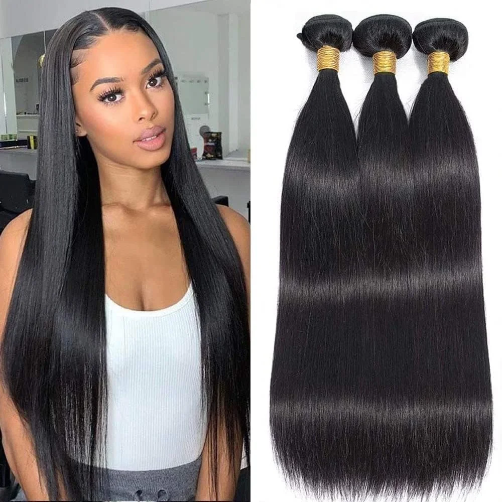 

Straight Human Hair Bundles 100% Unprocessed Brazilian Virgin Straight 3 Bundles Human Hair Human Hair Bundles Natural Color