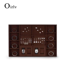 Oirlv Jewelry Tray Organizer Storage Box Velvet Ring Earring Necklace Bracelet Watch Jewelry Display Tray Set Large Jewelry Tray