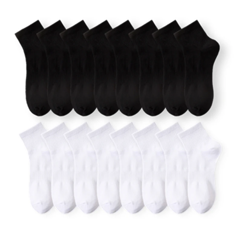 8 Paar Herren-Crew-Socken, schwarz, weiß, Baumwolle, atmungsaktiv, bequem, Business-Casual-Socken