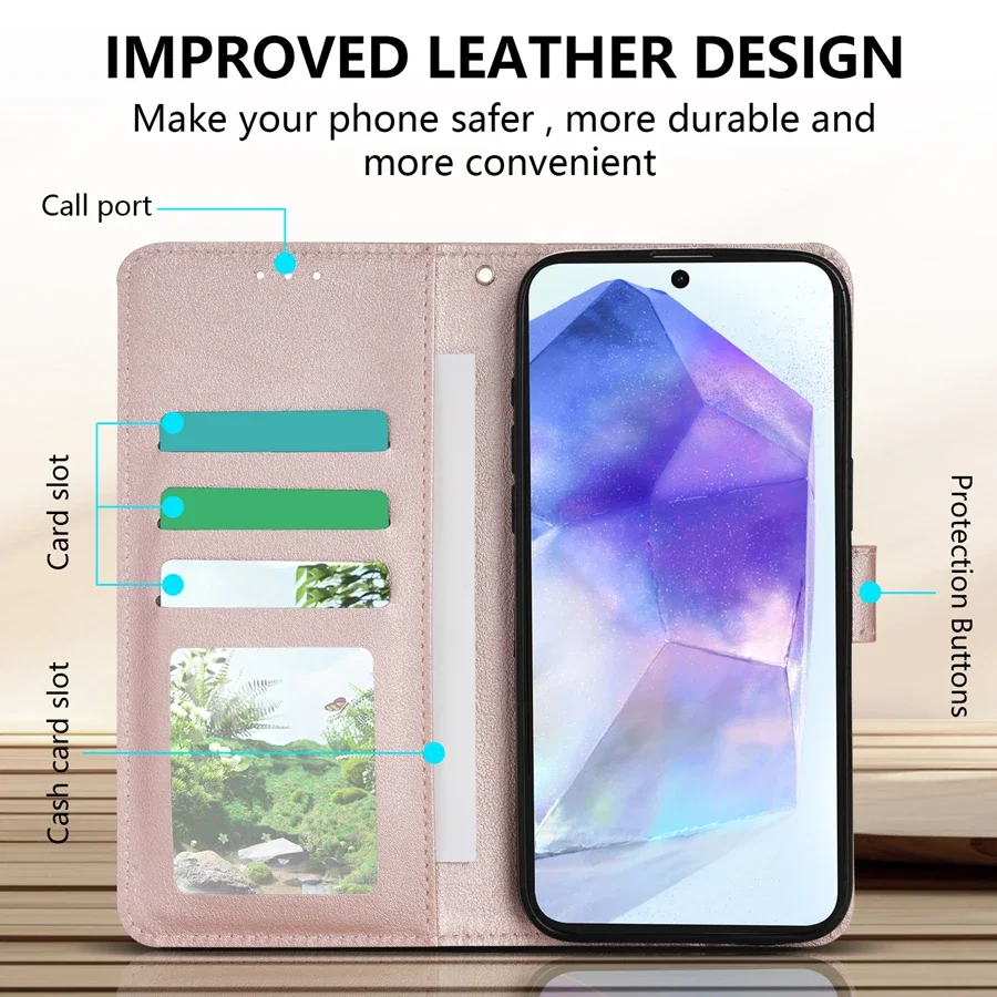 Wallet Cardslot Stand Magnetic Flip Leather Case For Samsung Galaxy A05s A12 A13 A14 A15 A24 A32 A33 A34 A35 A52 A53 A54 A55 A71