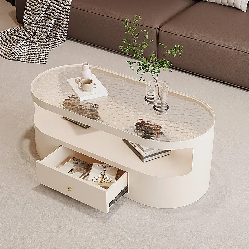 Luxury Drawer Storage Coffee Table Modern Aesthetic Designer Unique White Coffee Table Living Room Mesa De Centro Sala Furniture