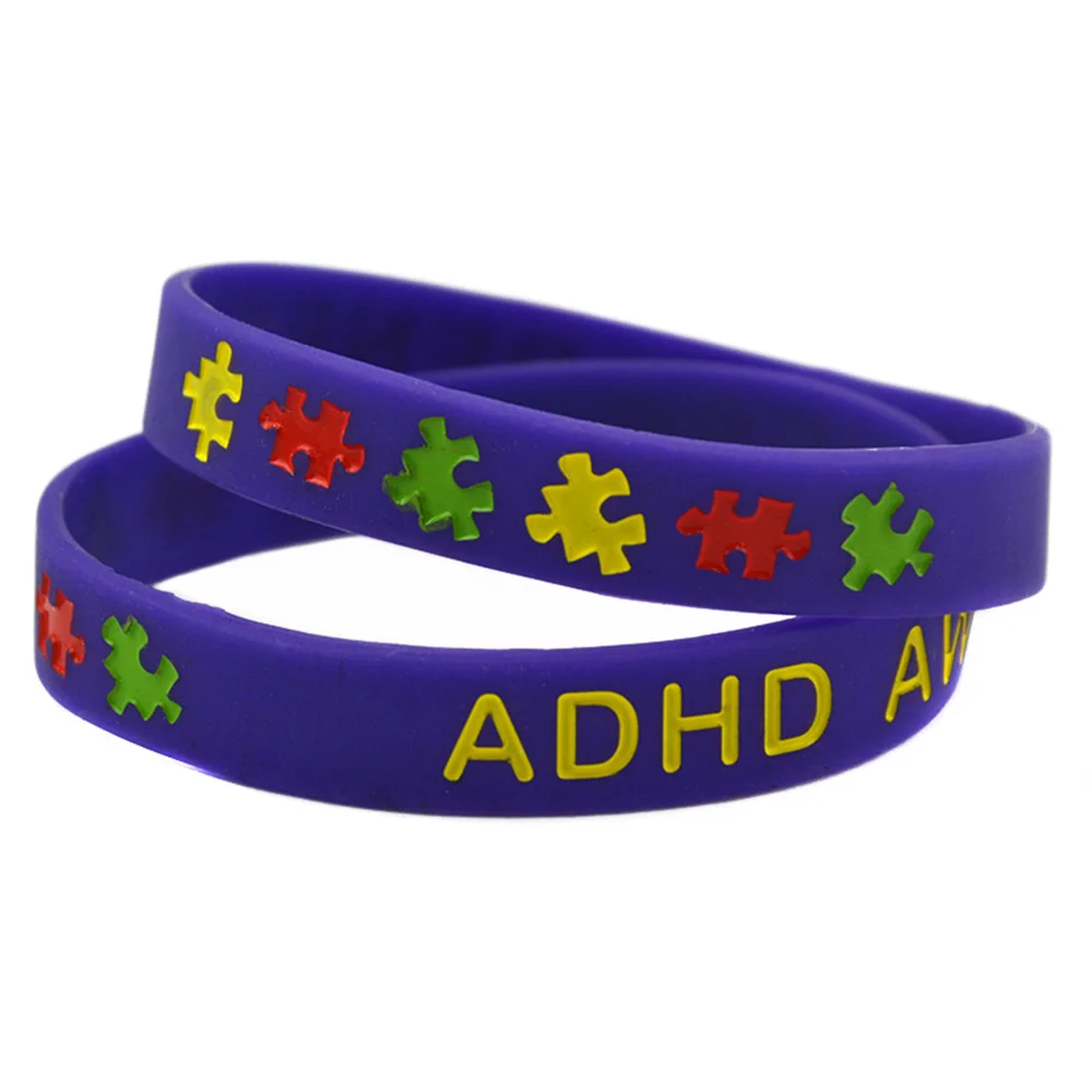 1 قطعة ADHD الوعي سيليكون سوار تنبيه طبي معصمه مطاطي تحفيزية شعار الفرقة متعدد الألوان للرجال أو النساء #1