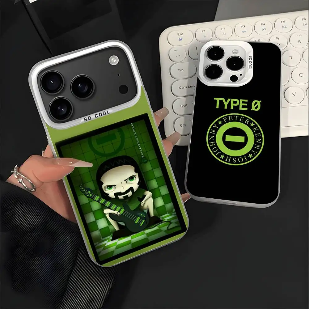

Type O N-Negative Rock Band For iPhone 17,16,15,14,13,12,11,Mini,Pro,E,SE4,XS,MAX White Shockproof Candy Matte Cover